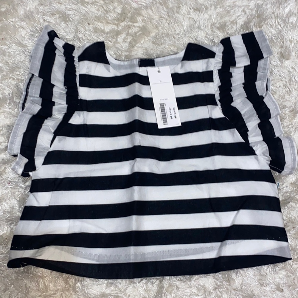Janie & Jack Black & White Striped Top